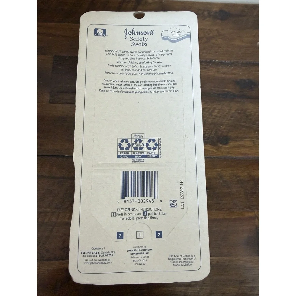 Johnson's Safety Swabs 100% Pure Cotton, 185 Count Discontinued New In Box